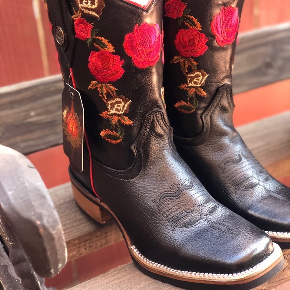 Western floral Cowboy leather boots high quality